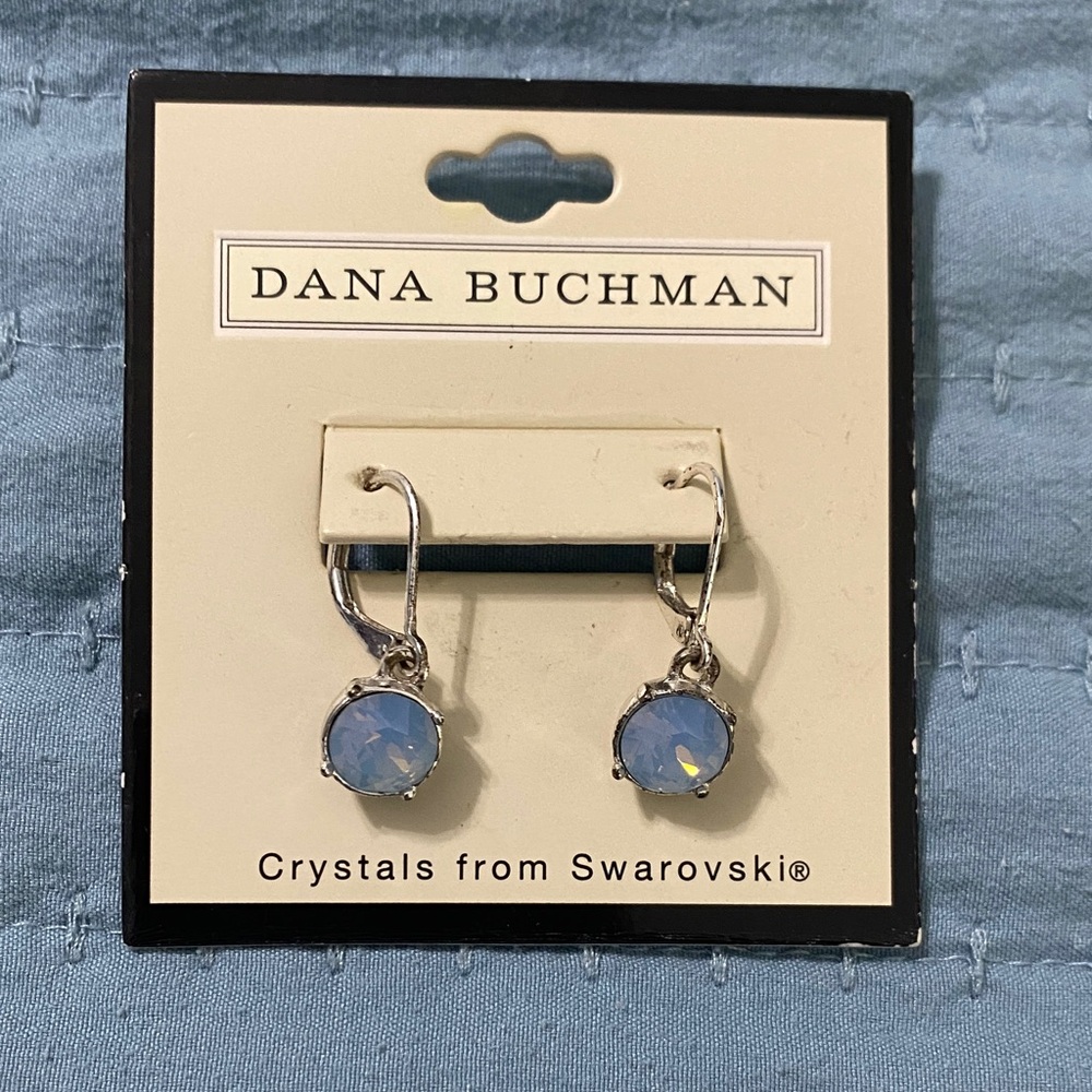 Dana Buchman Silver Earrings with Blue Swarovski Crystals